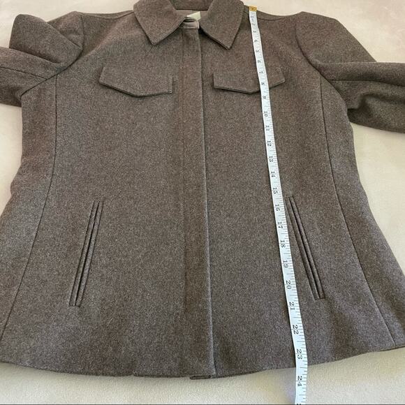 J. Crew Wool Blend Full Zip Lined Brown Jacket Size Petite Small Snap Pockets - Picture 10 of 10